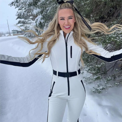 Combinaison de Ski Taille Haute pour Femme – Combinaison Hivernale Isolée Fermeture Éclair