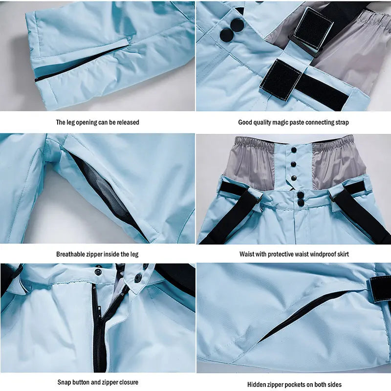 Pantalon de Ski Hivernal Unisexe – Pantalon Étanche et Coupe-Vent avec Protection de Taille