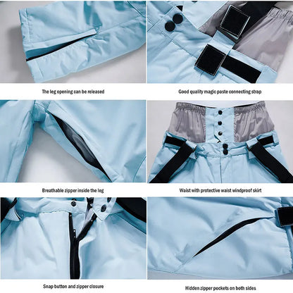 Pantalon de Ski Hivernal Unisexe – Pantalon Étanche et Coupe-Vent avec Protection de Taille
