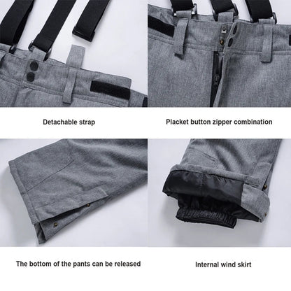 Pantalon de Snowboard Imperméable pour Homme avec Bretelles – Pantalon de Ski Hivernal Isolé