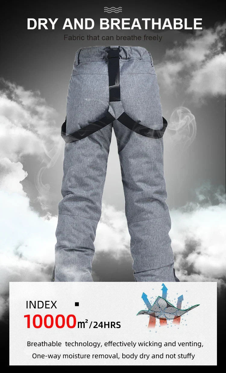 Pantalon de Snowboard Imperméable pour Homme avec Bretelles – Pantalon de Ski Hivernal Isolé