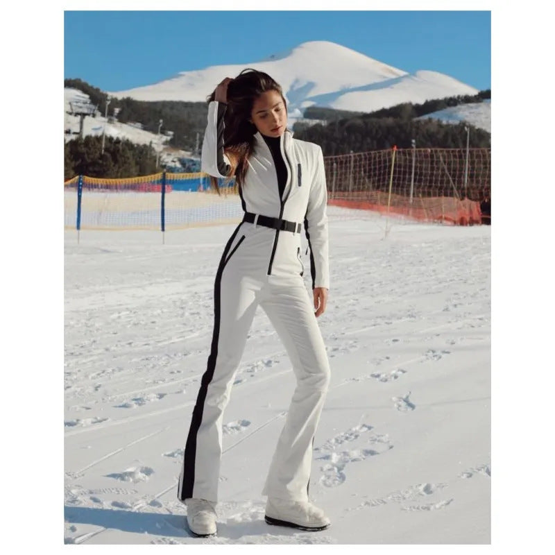 Combinaison de Ski Taille Haute pour Femme – Combinaison Hivernale Isolée Fermeture Éclair