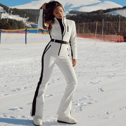 Combinaison de Ski Taille Haute pour Femme – Combinaison Hivernale Isolée Fermeture Éclair